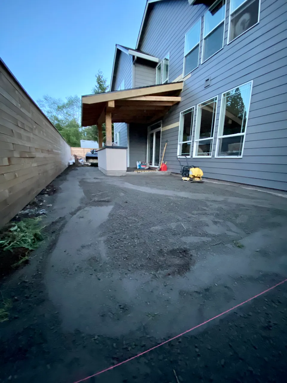 Backyard with outdoor kitchen: before