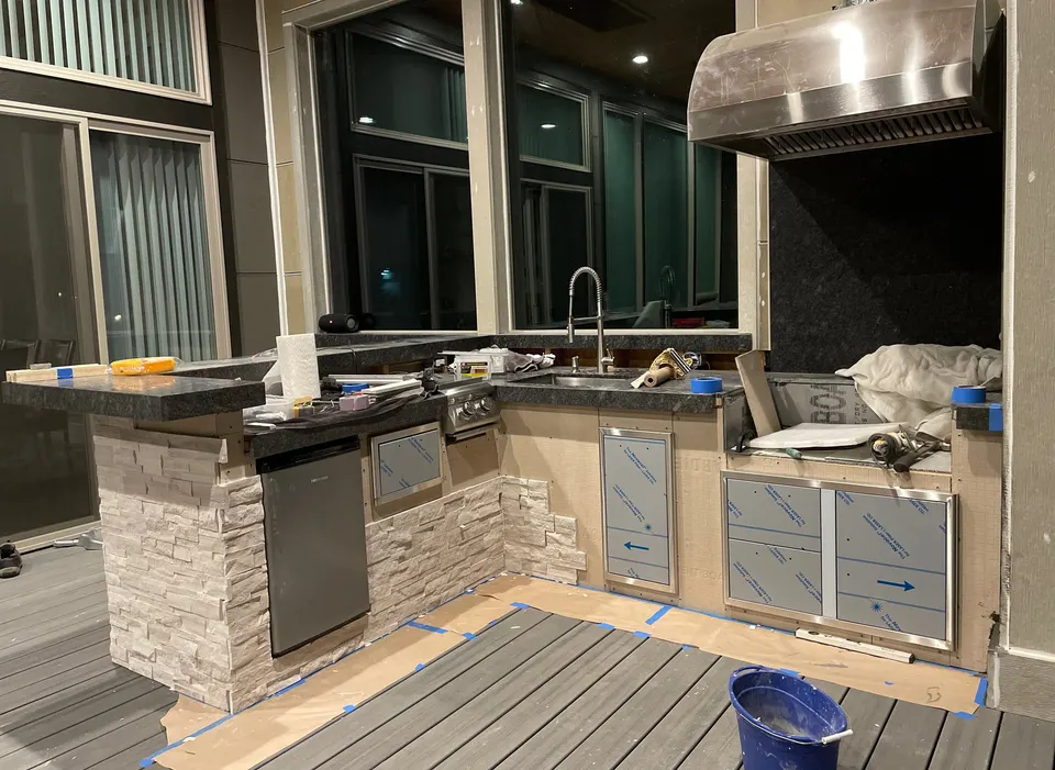Covered outdoor kitchen: before
