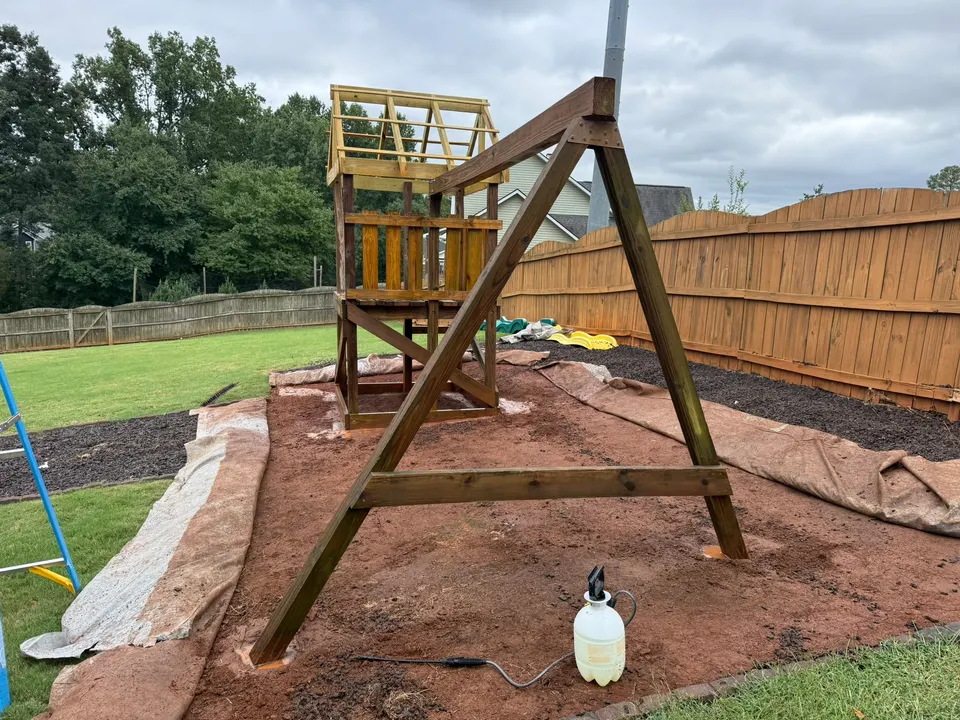 Playset rebuilt and stained
