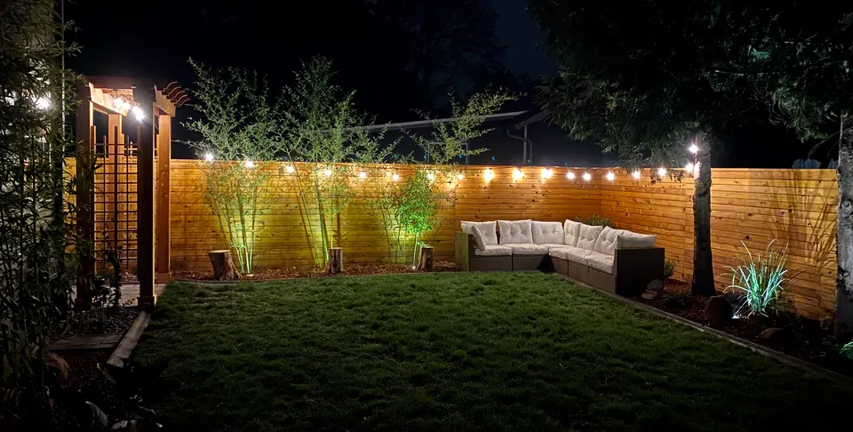Backyard with outdoor kitchen: after